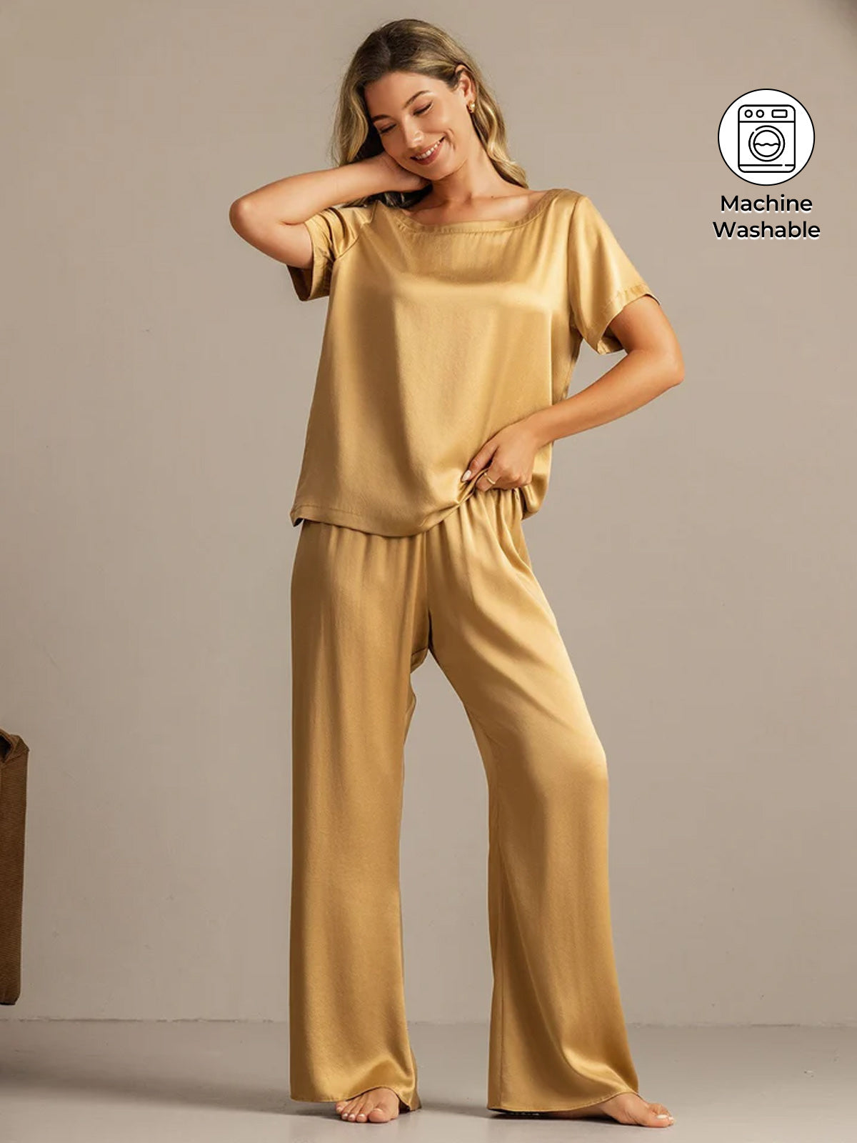 19Momme Women's Washable Silk Short Sleeve Pajamas Set