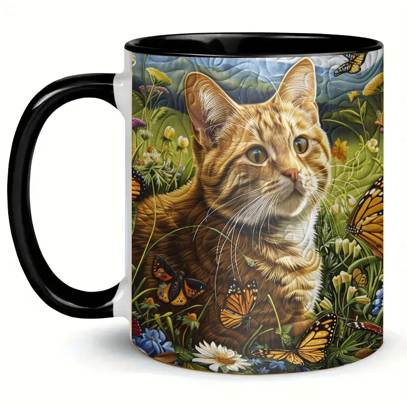 Cat in the Garden Ceramic Coffee Mug