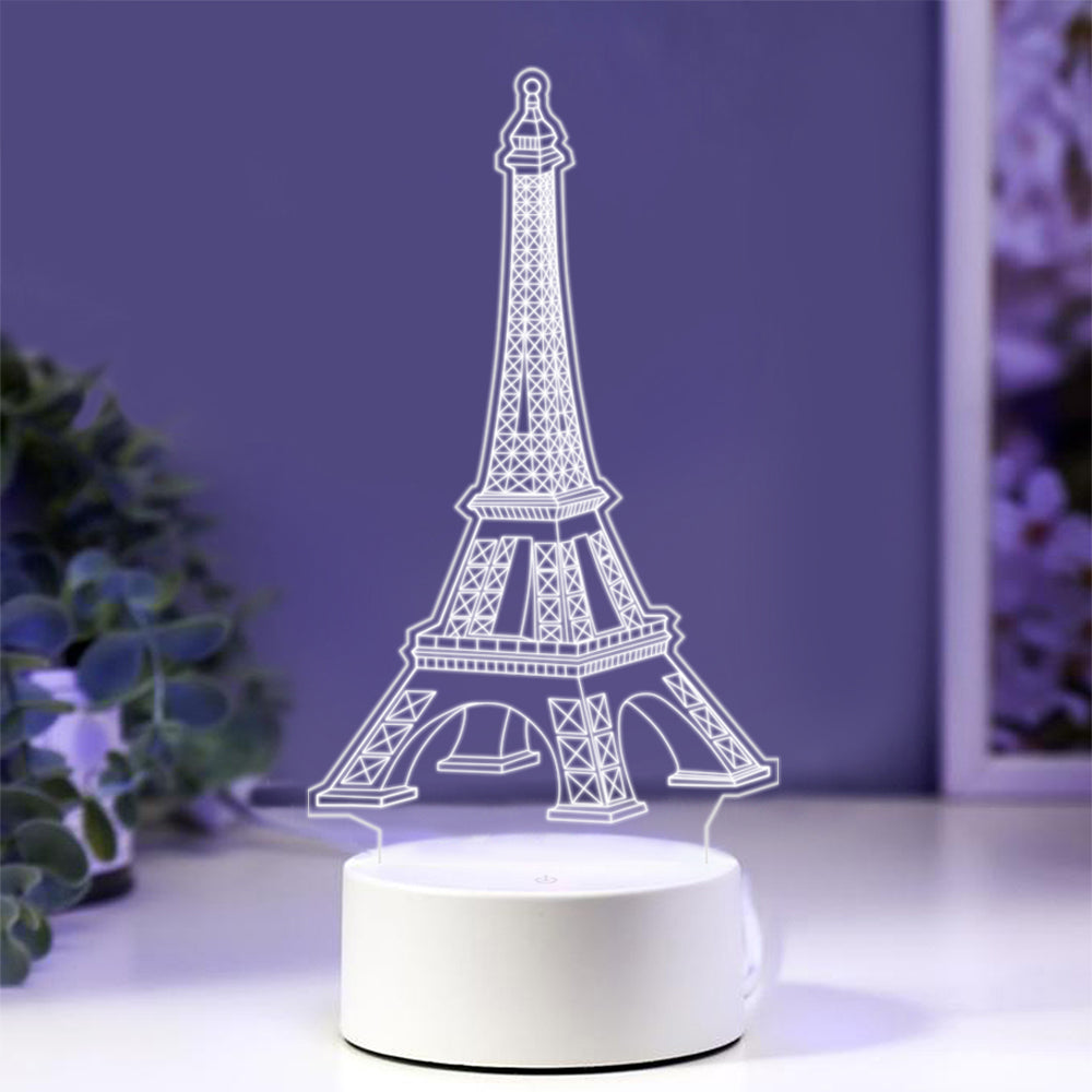 Eiffel Tower - 3D Illusion Night Light - Eiffel Tower Night Light - 7 Colors