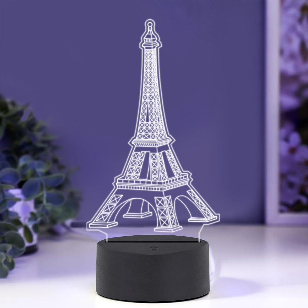 Eiffel Tower - 3D Illusion Night Light - Eiffel Tower Night Light - 7 Colors