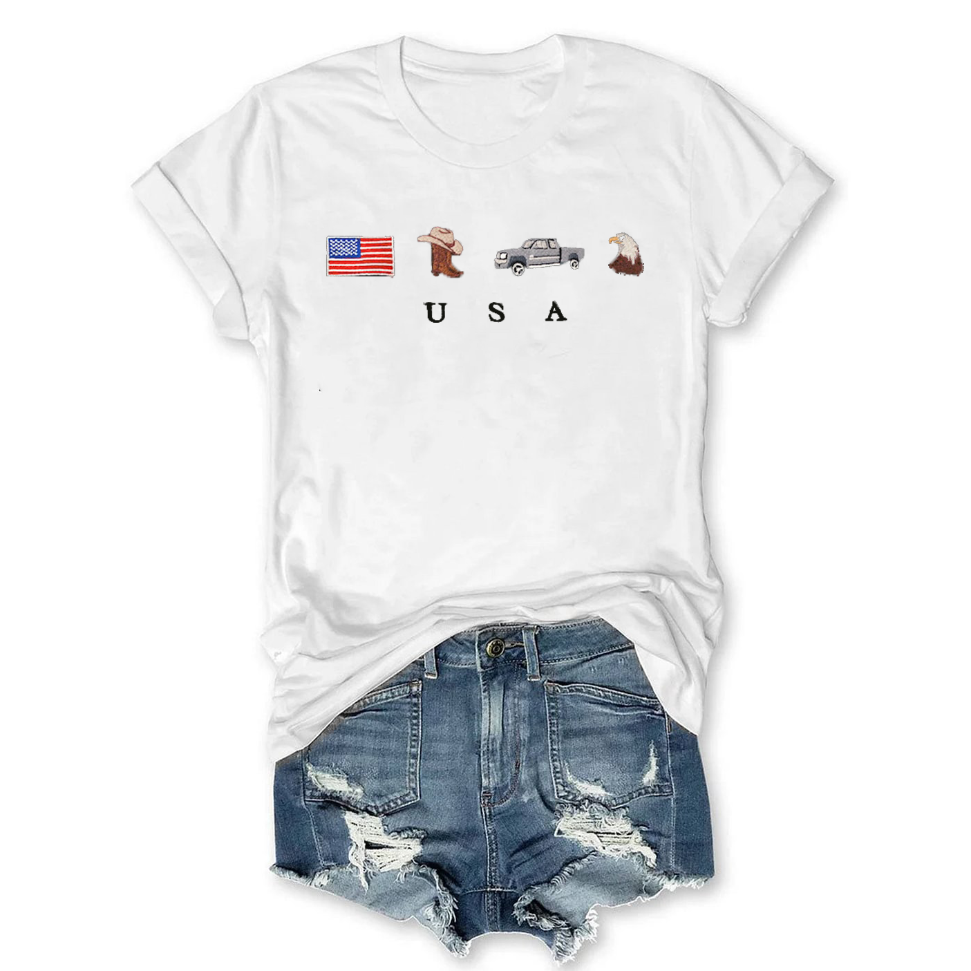 Flag Cowboy Boots Hat Truck Eagle Shirt