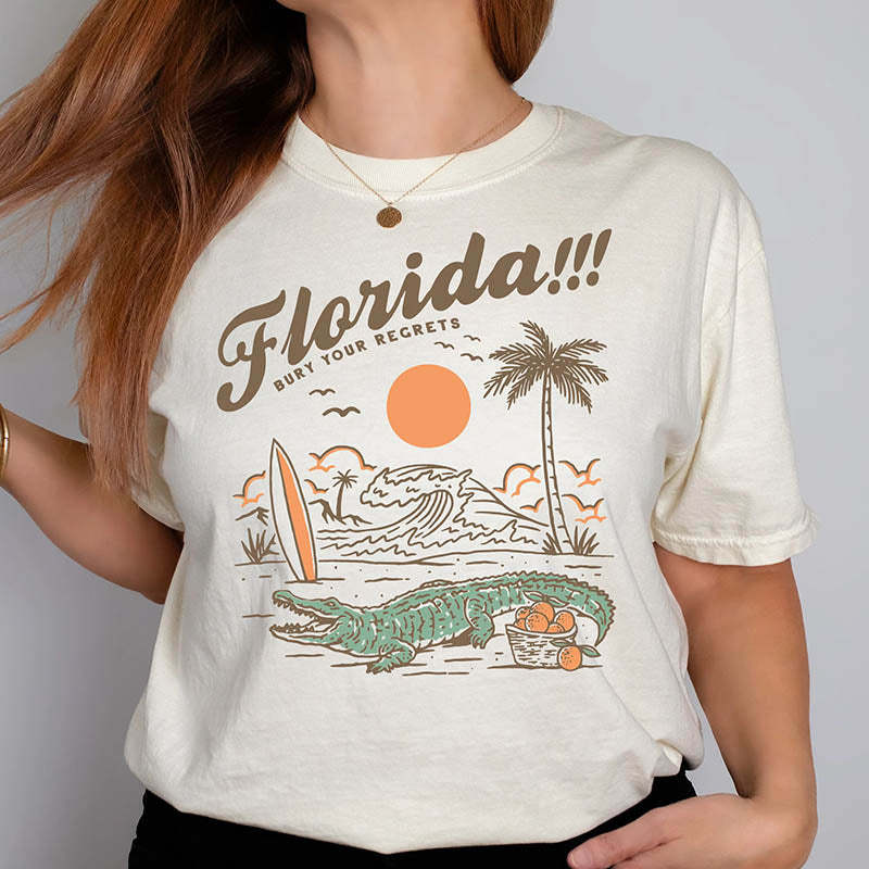 Florida Tropical Holiday Crocodile T-Shirt-lovefitte