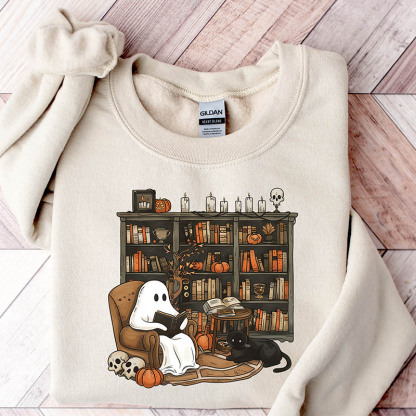 Retro Ghost Reading Books Sweatshirt