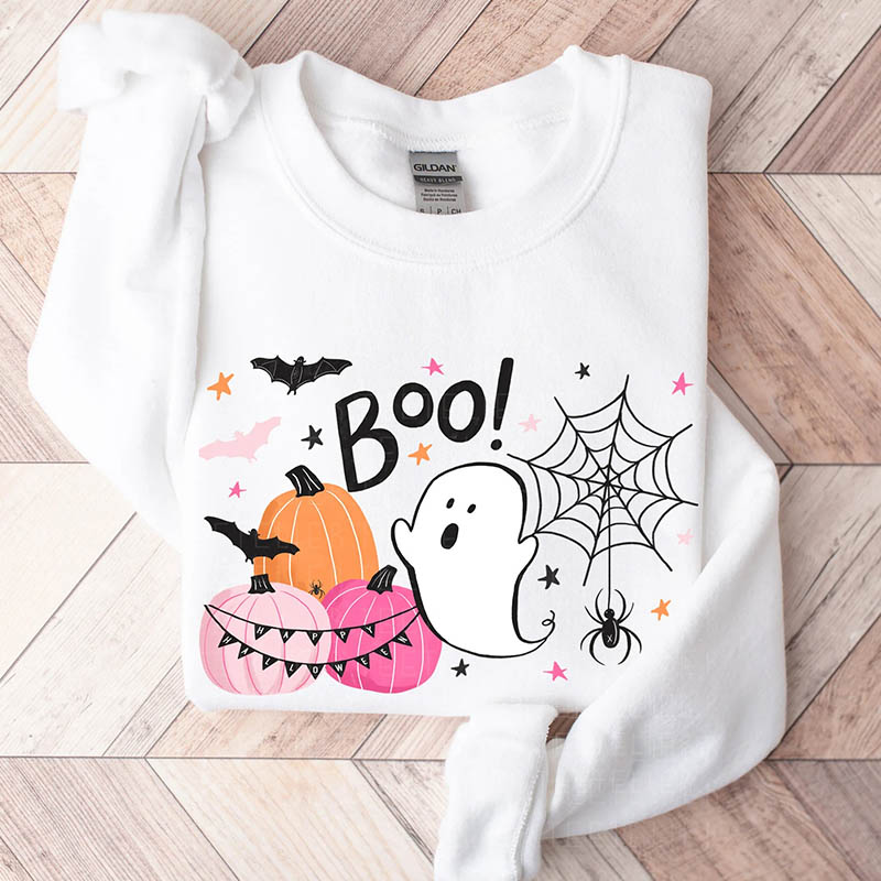 Halloween Ghost Boo Groovy Spooky Pumpkin Sweatshirt