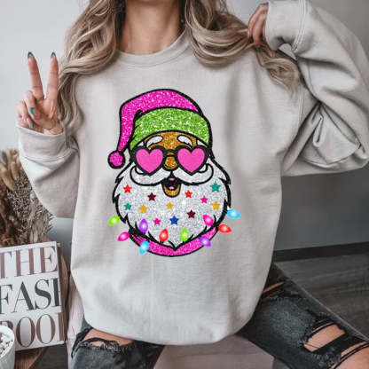Santa with Sunglasses Christmas Sweatshirt-lovefitte