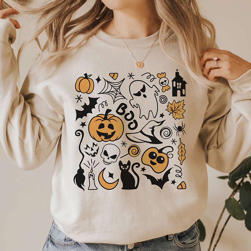 Vintage Halloween Ghost Cat Sweatshirt