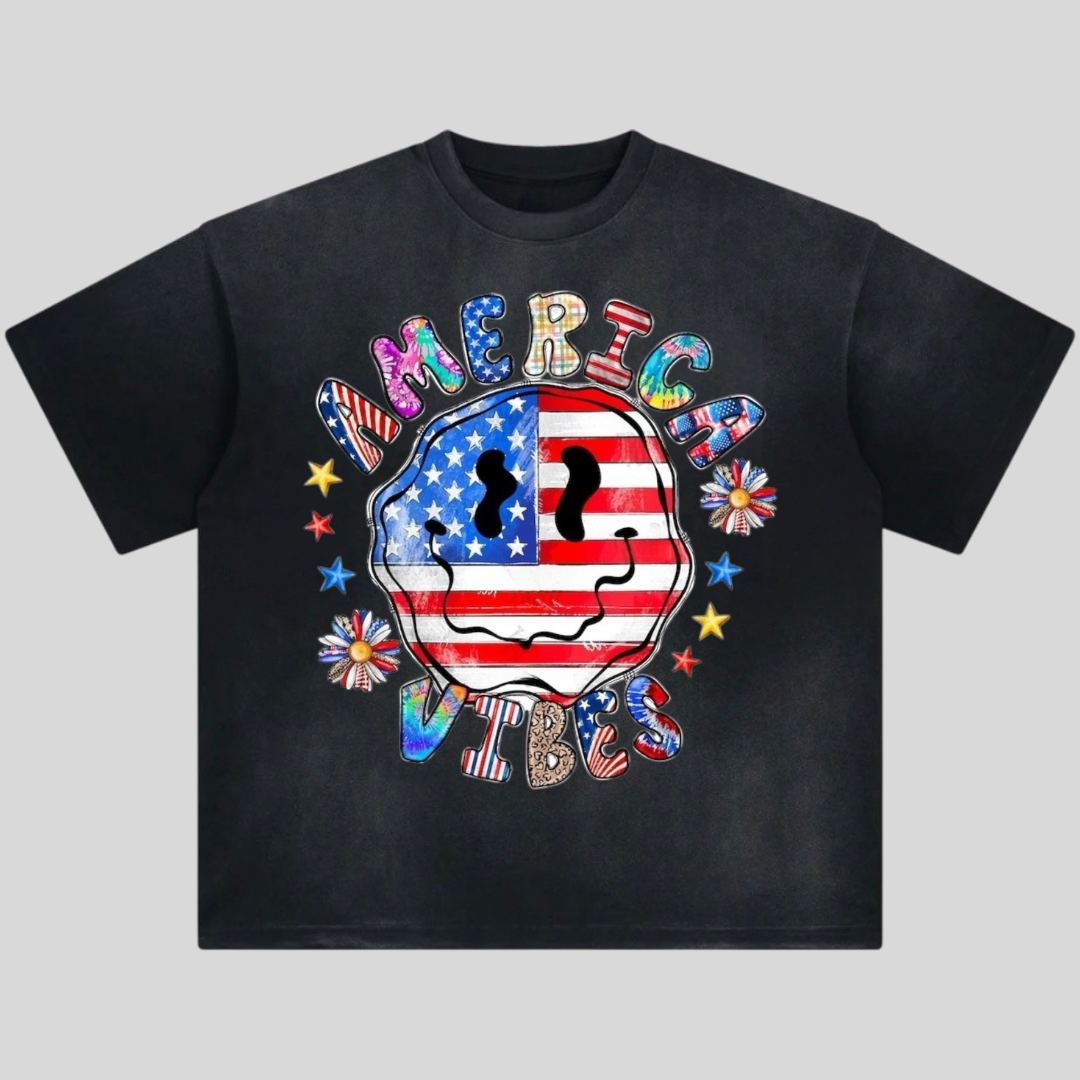 America Vibes Flag Smiley Face Tshirt
