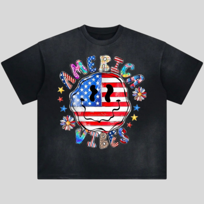 America Vibes Flag Smiley Face Tshirt