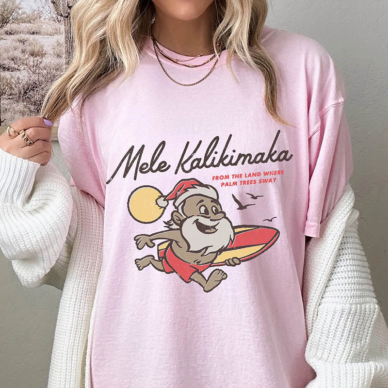 Surfing Santa Funny T-Shirt-lovefitte