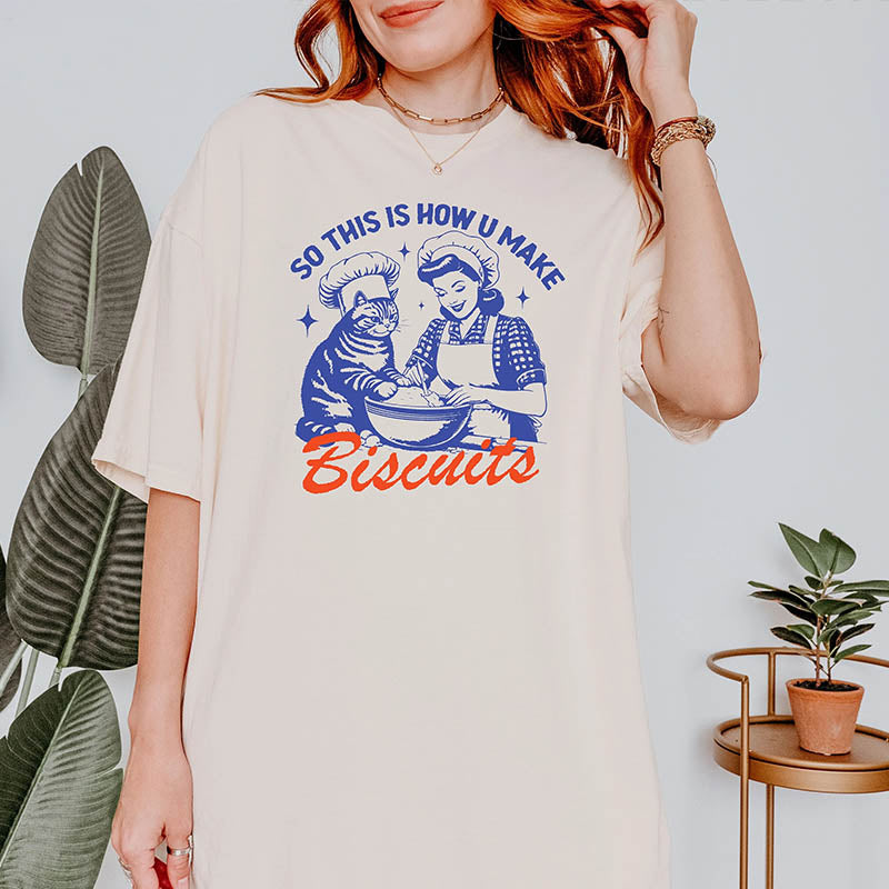 Cat Biscuits Trendy Vintage Retro Cat Lover T-Shirt-lovefitte