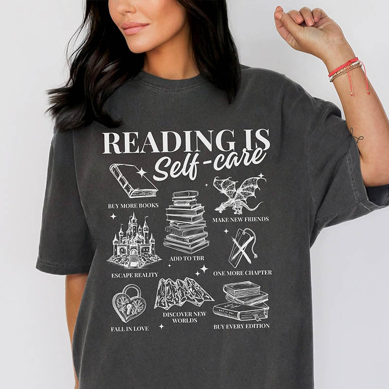 Reading Is Self-Care Bookish Mental Health T-Shirt-lovefitte