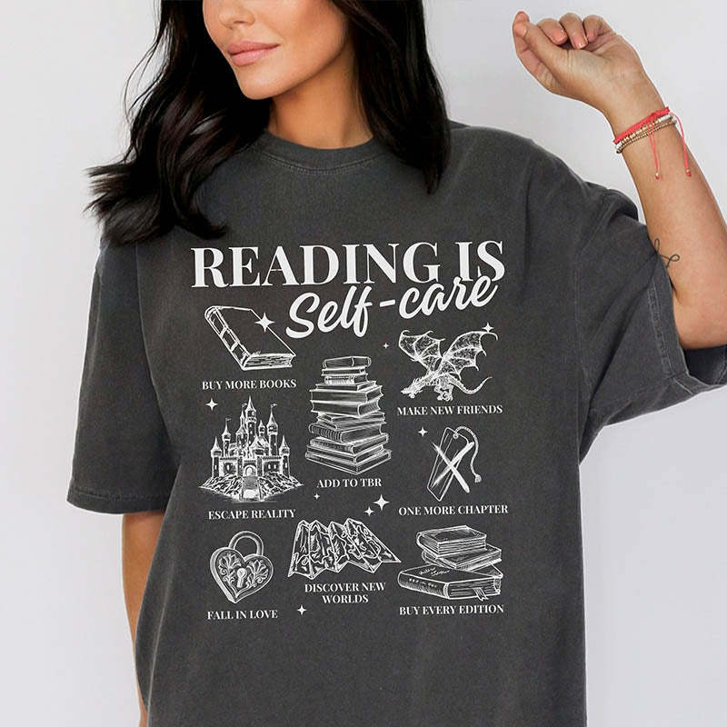 Reading Is Self-Care Bookish Mental Health T-Shirt-lovefitte