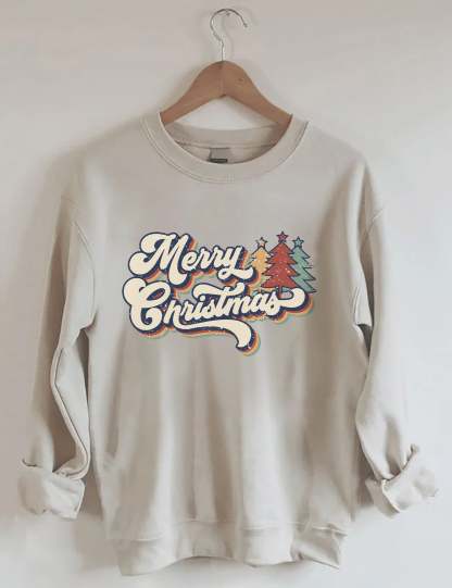 Retro Vintage Merry Christmas Crew Neck Unisex Xmas Sweatshirt-lovefitte
