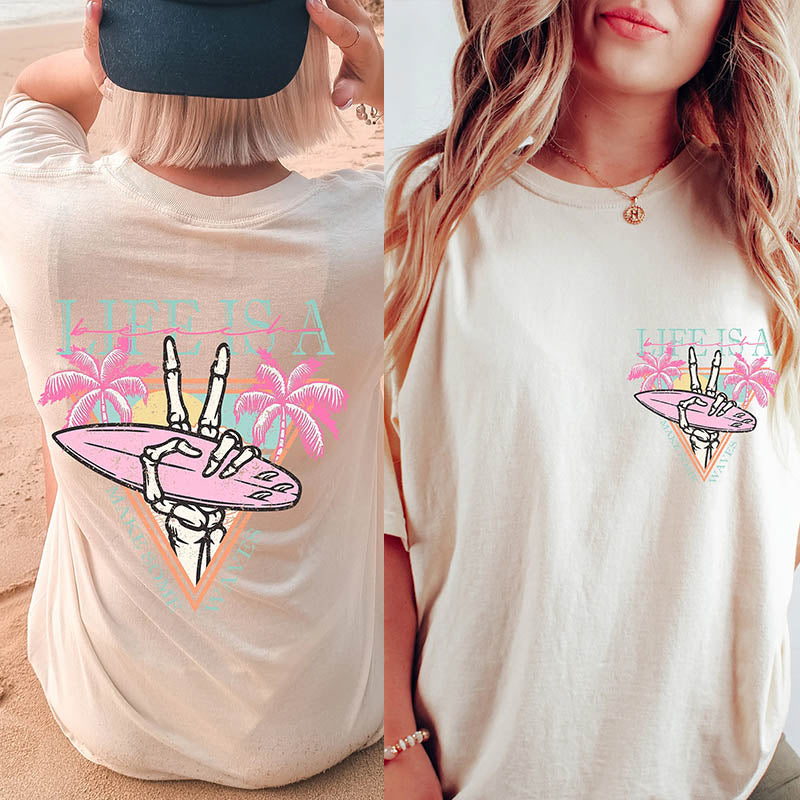 Life is a Beach Make Some Waves T-Shirt-lovefitte