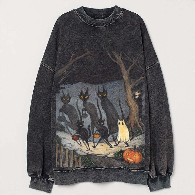 Black cat halloween Sweatshirt-lovefitte