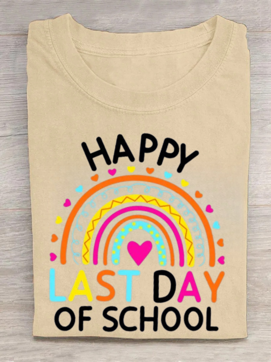 Happy Last Day of School Heart Rainbow Tshirt