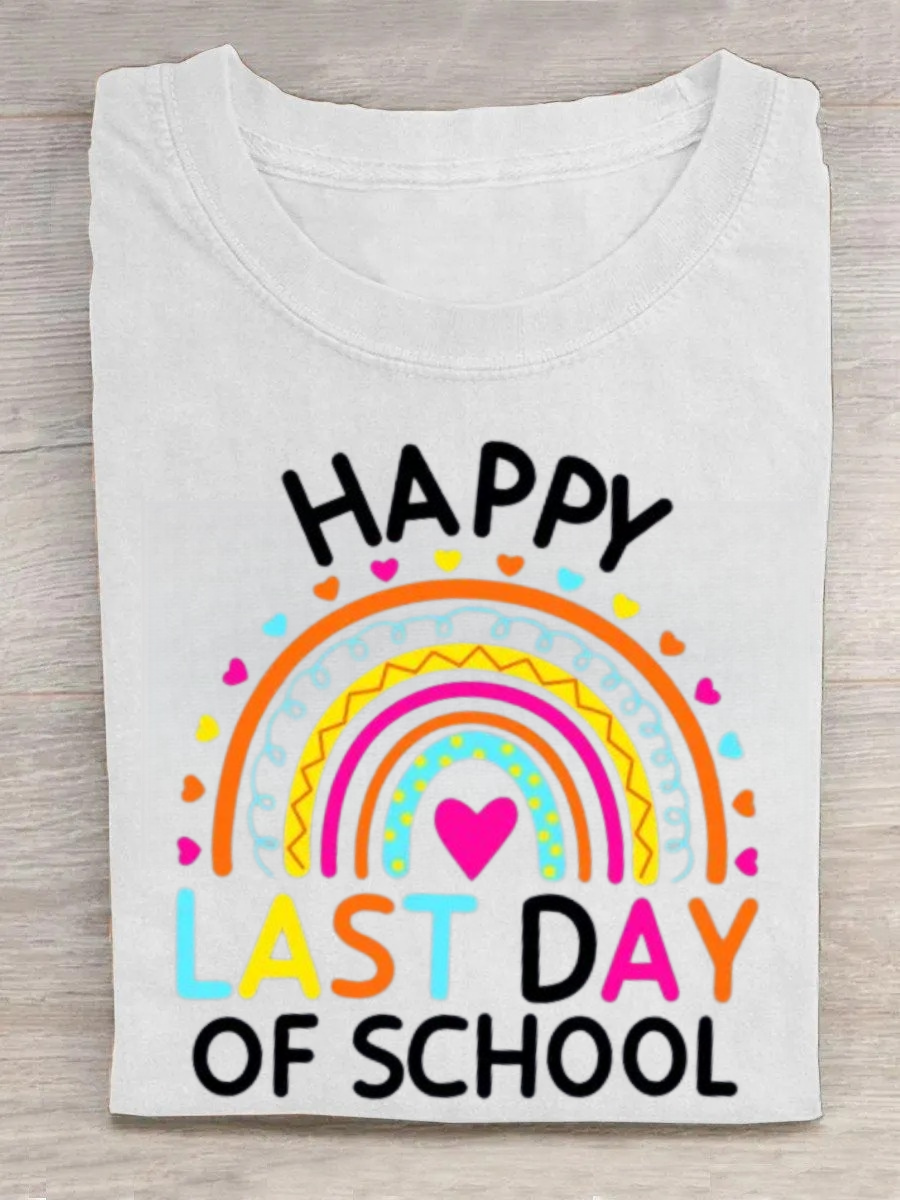 Happy Last Day of School Heart Rainbow Tshirt