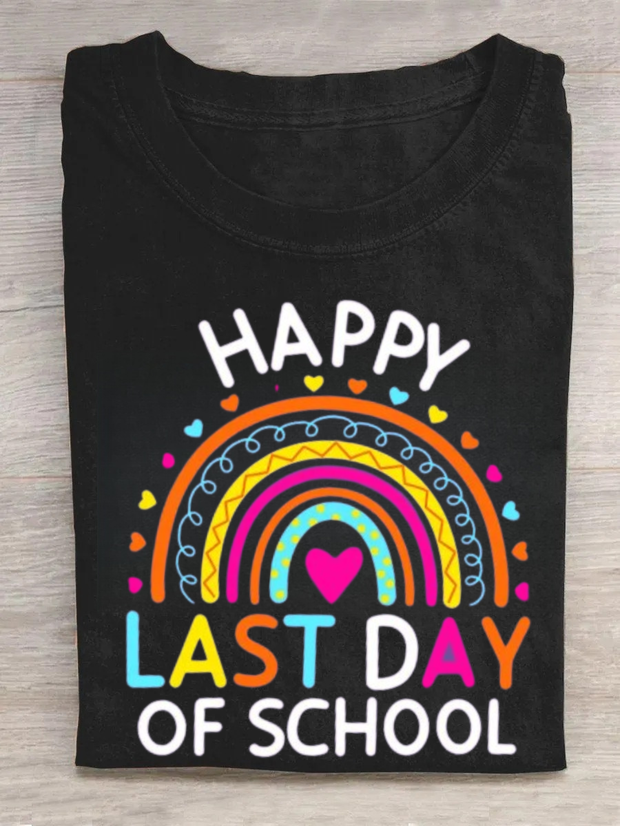 Happy Last Day of School Heart Rainbow Tshirt