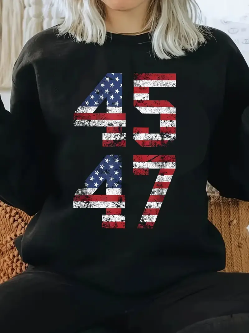 Women's Patriotic 45 & 47 Number Print Sweatshirt