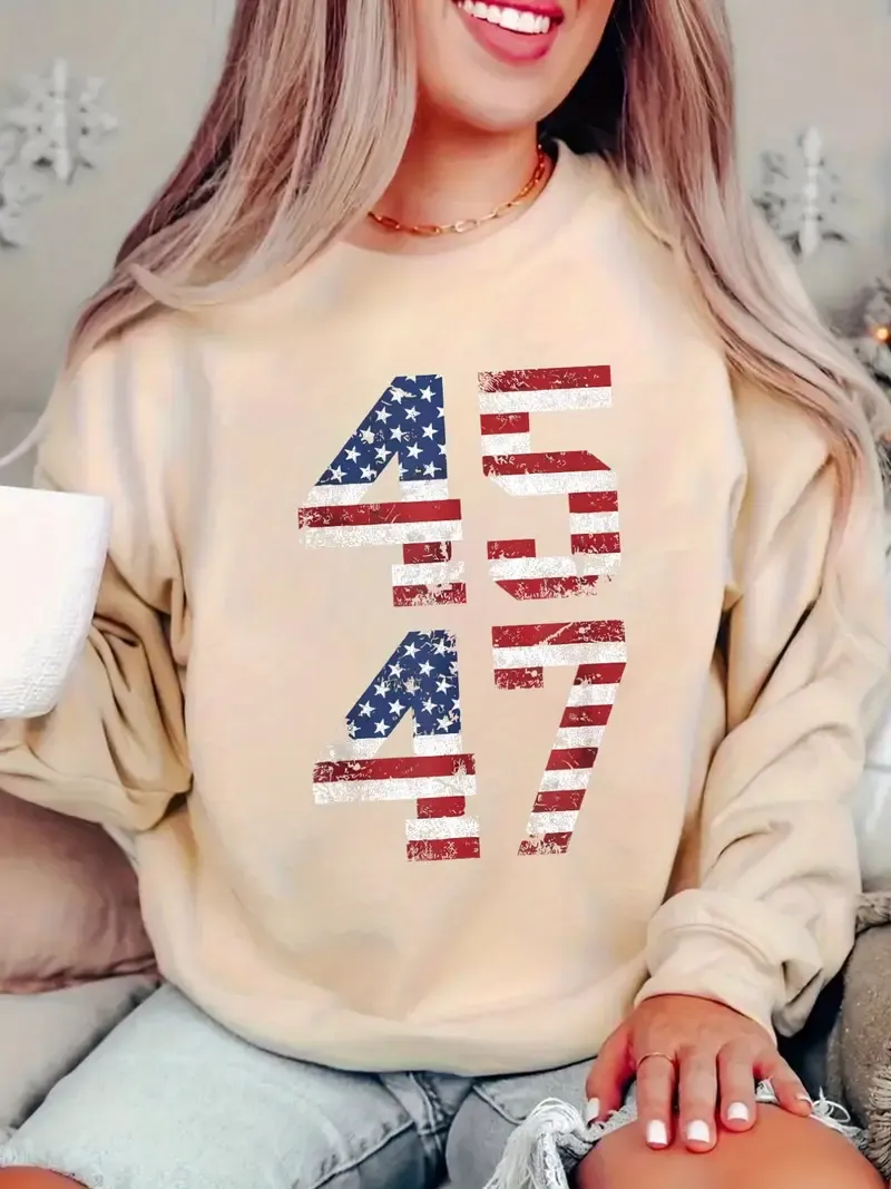 Women's Patriotic 45 & 47 Number Print Sweatshirt