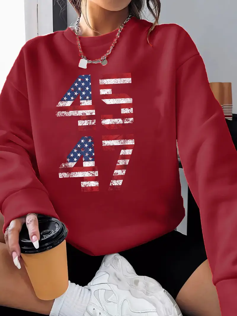 Women's Patriotic 45 & 47 Number Print Sweatshirt