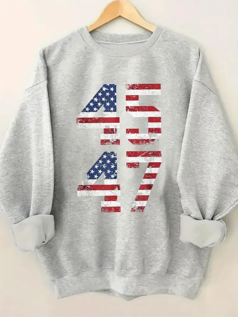 Women's Patriotic 45 & 47 Number Print Sweatshirt