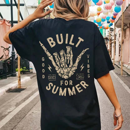 Beach Tee Skeleton Hang Loose Boho Hippie T-Shirt-lovefitte