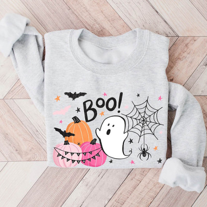 Halloween Ghost Boo Groovy Spooky Pumpkin Sweatshirt