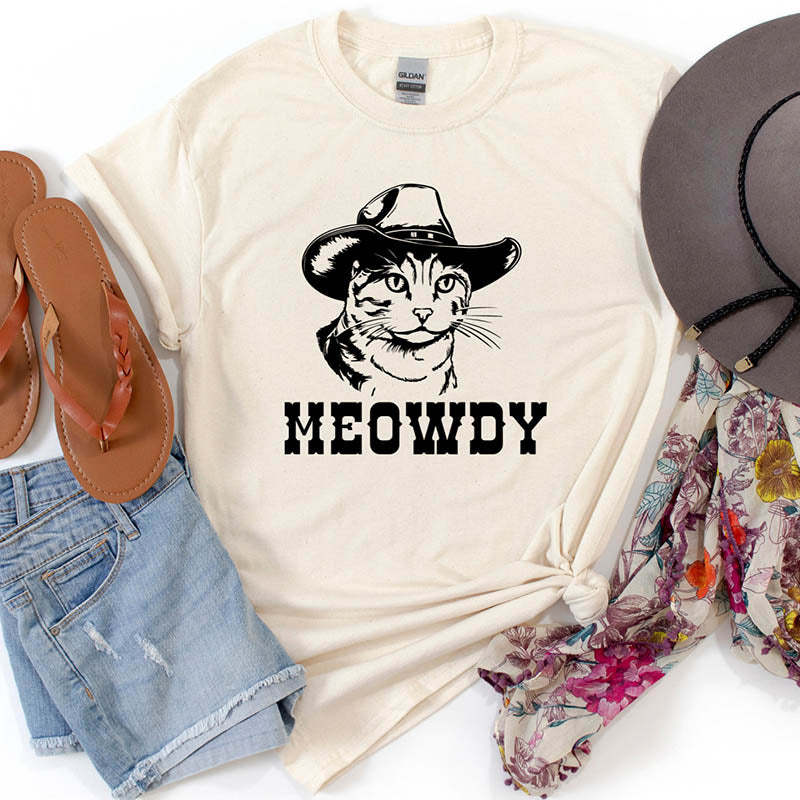 Funny Cat Meowdy Partner T-Shirt-lovefitte