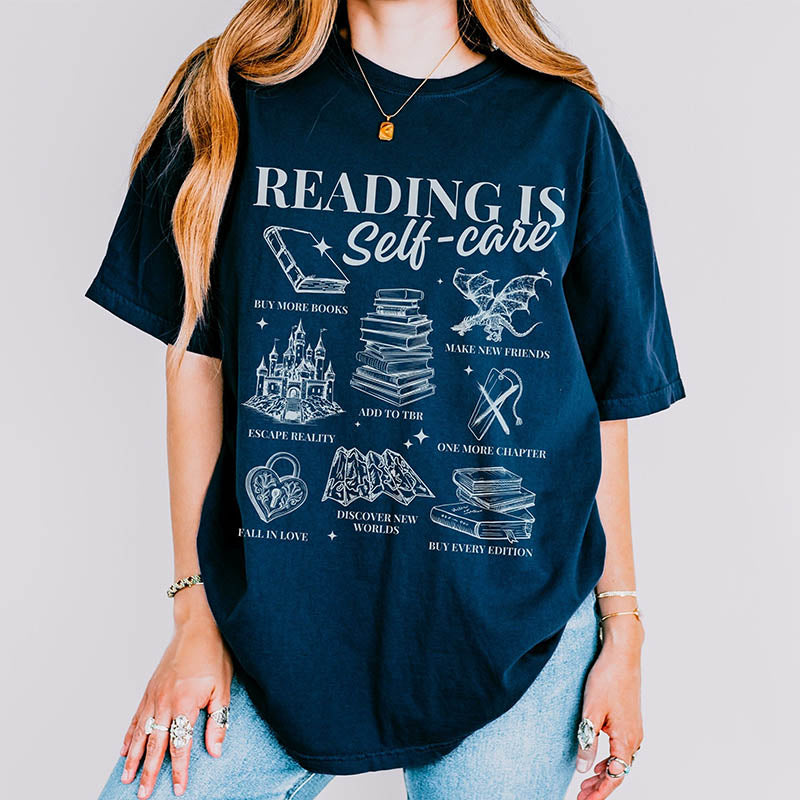 Reading Is Self-Care Bookish Mental Health T-Shirt-lovefitte