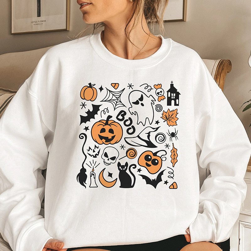 Vintage Halloween Ghost Cat Sweatshirt