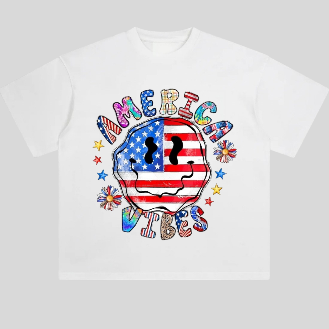 America Vibes Flag Smiley Face Tshirt