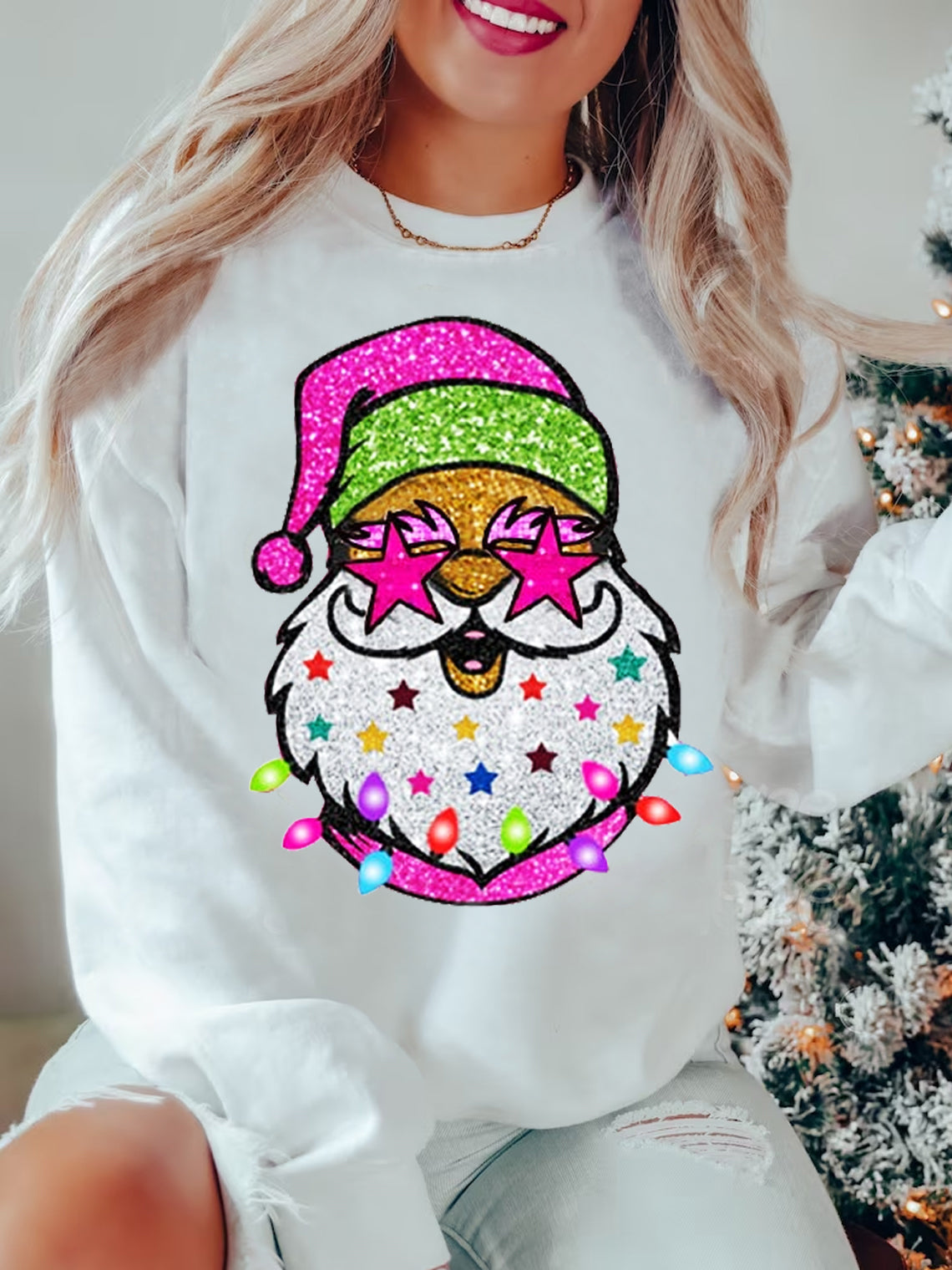 Santa with Sunglasses Sweatshirts-lovefitte