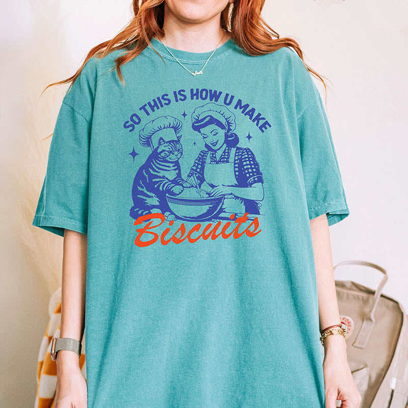 Cat Biscuits Trendy Vintage Retro Cat Lover T-Shirt-lovefitte
