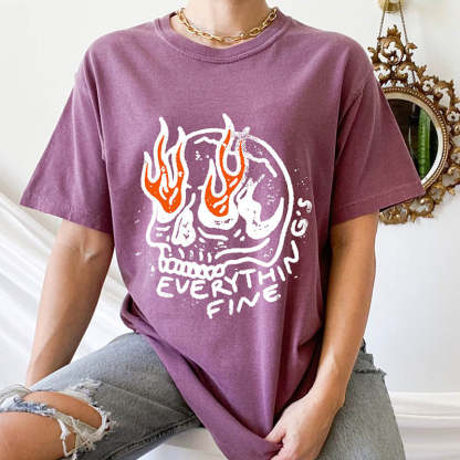 Everything is Fine Skeleton T-Shirt-lovefitte