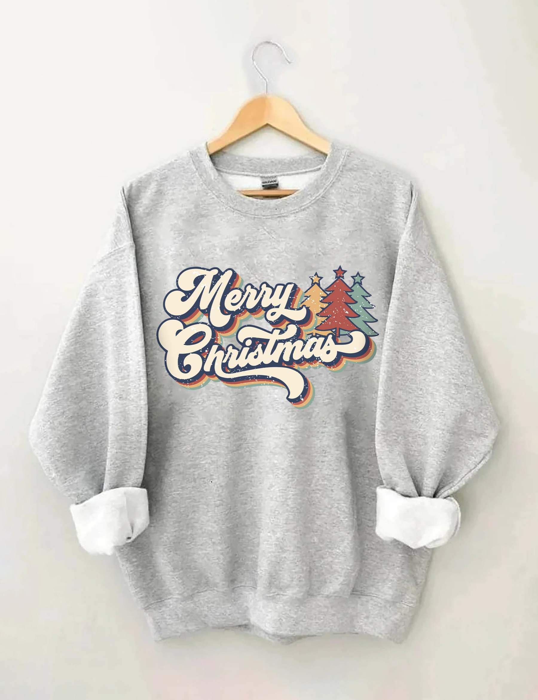Retro Vintage Merry Christmas Crew Neck Unisex Xmas Sweatshirt-lovefitte