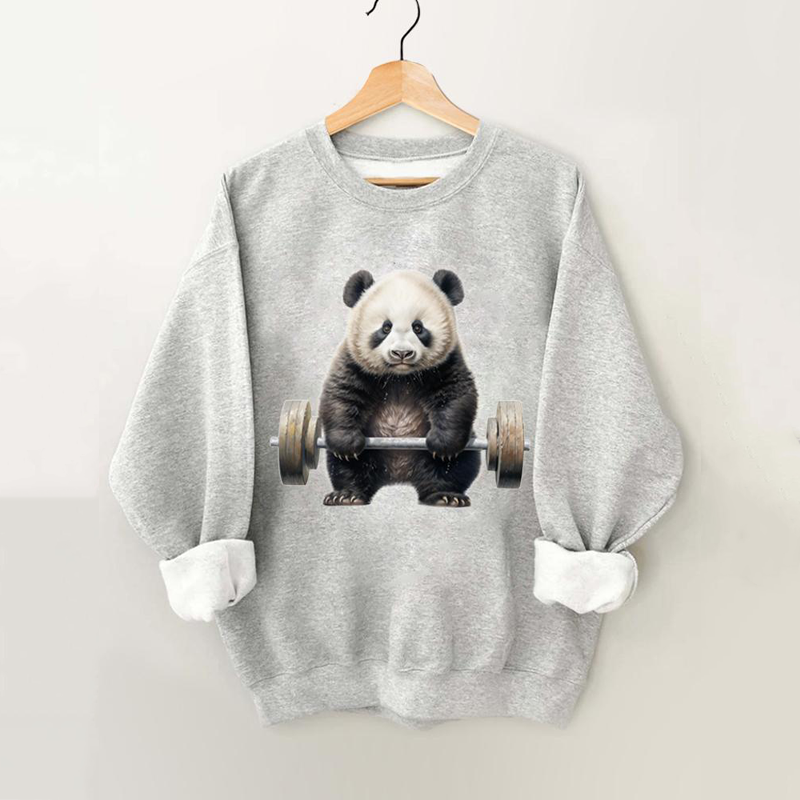 Weightlifting Panda Vintage Gym Sweatshirt-lovefitte