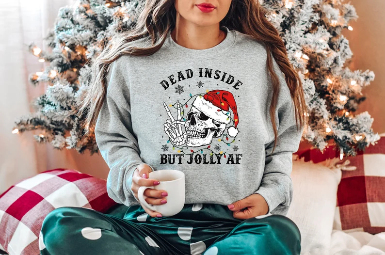 "Dead Inside But Jolly AF" Funny Christmas Sweatshirt-lovefitte