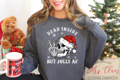 "Dead Inside But Jolly AF" Funny Christmas Sweatshirt-lovefitte
