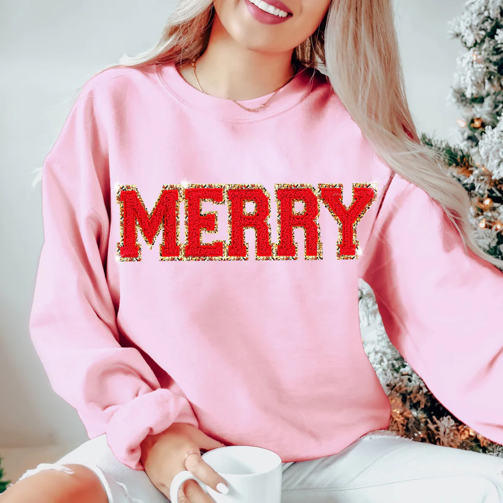 MERRY Chenille Patch Sweatshirt-lovefitte