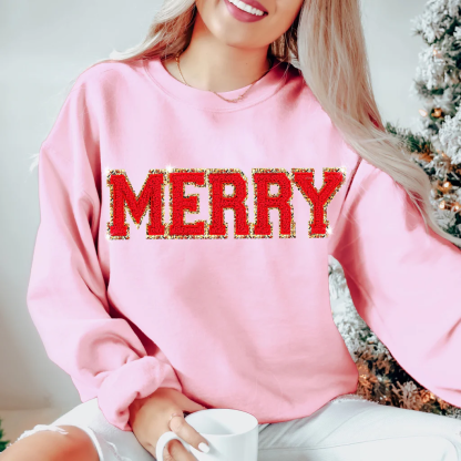 MERRY Chenille Patch Sweatshirt-lovefitte