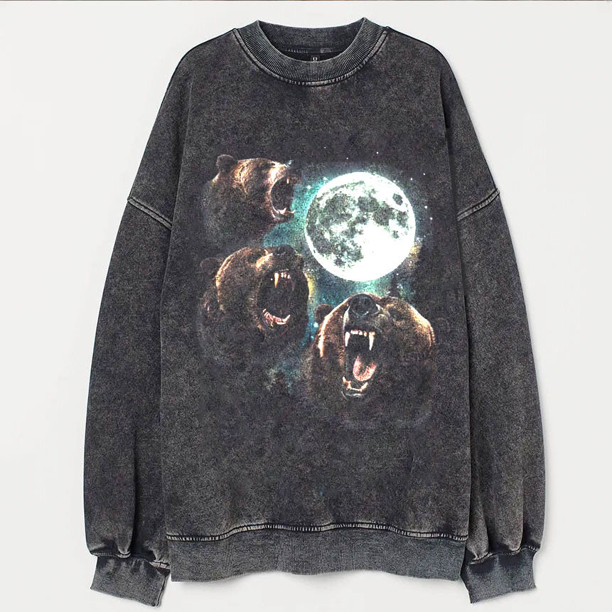 Bear howling at the Moon Vintage Sweatshirt-lovefitte