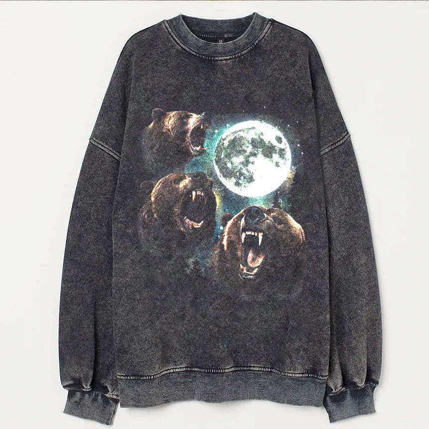 Bear howling at the Moon Vintage Sweatshirt-lovefitte