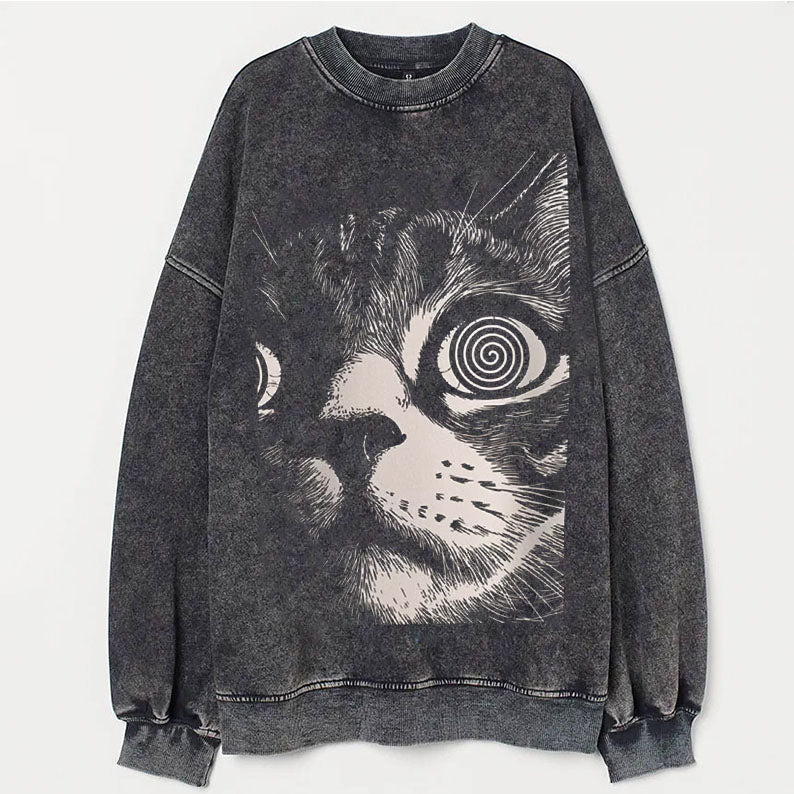 Psychedelic Cat Sweatshirt-lovefitte