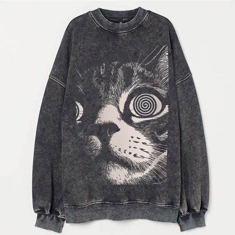 Psychedelic Cat Sweatshirt-lovefitte