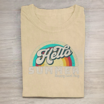 Hello Summer Retro Teacher Summer Tshirt