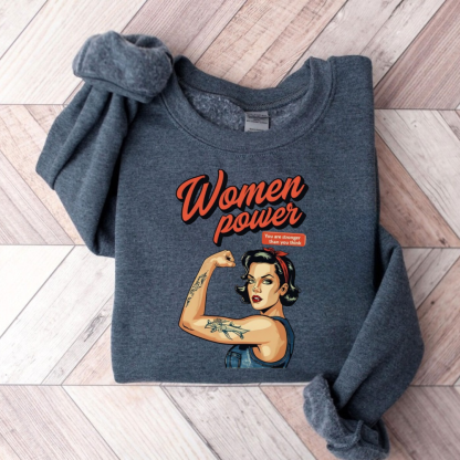 Empowering Retro Comic Book Woman Power Sweatshirt