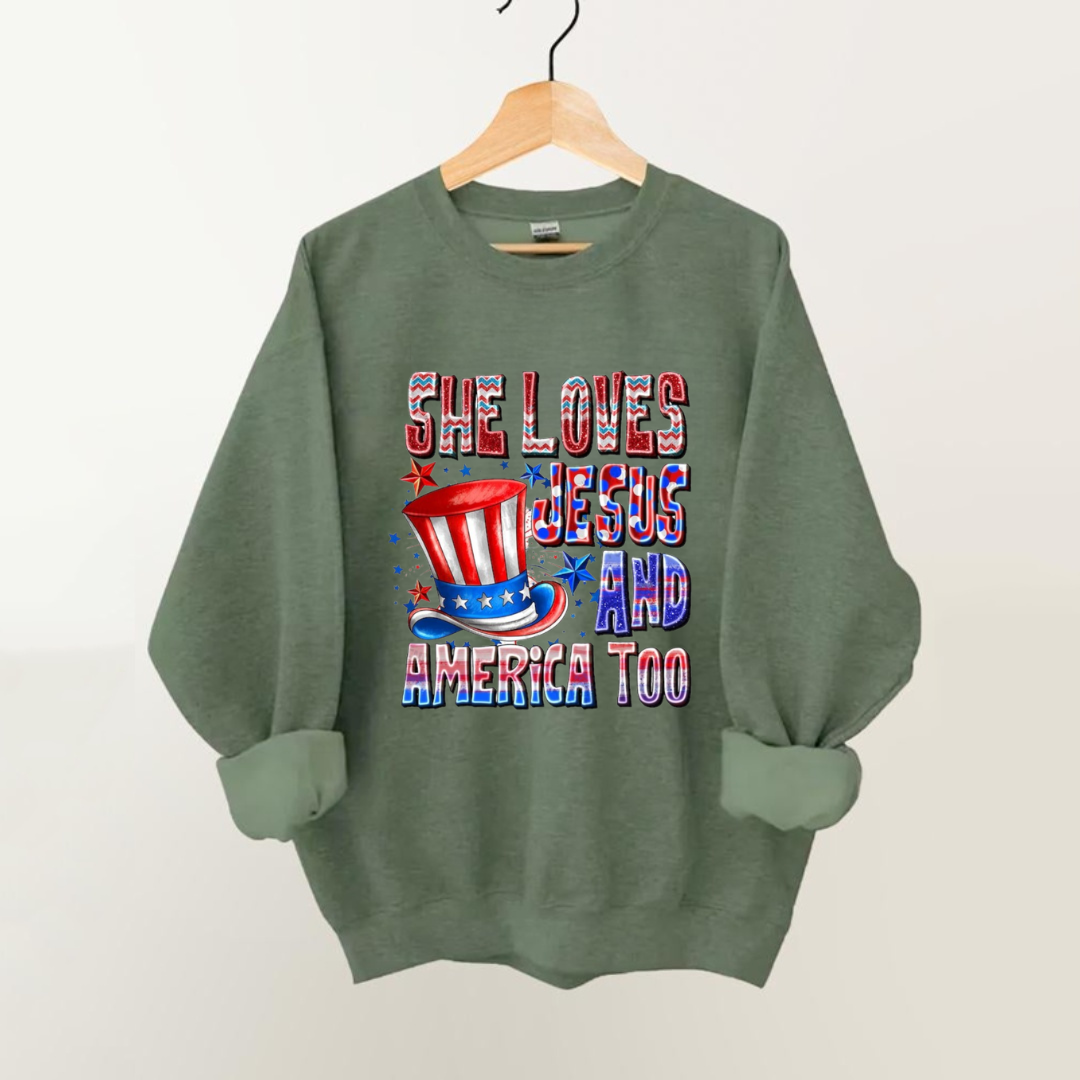 She Loves Jesus And America Too Sweatshirt