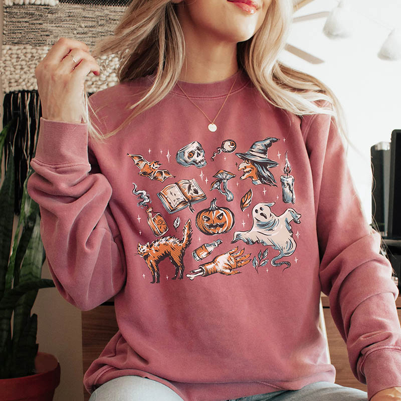 Vintage Halloween Elements Sweatshirt