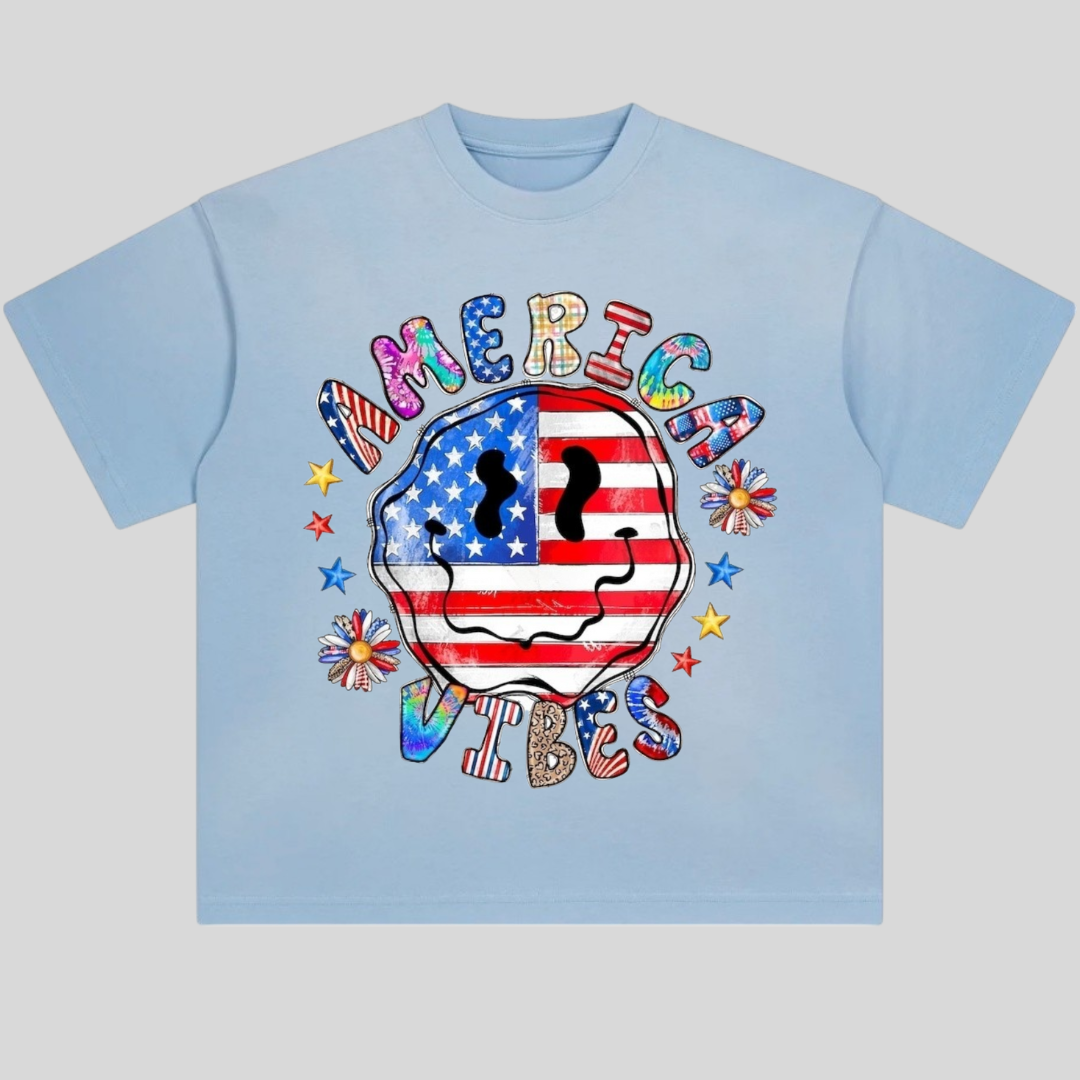 America Vibes Flag Smiley Face Tshirt